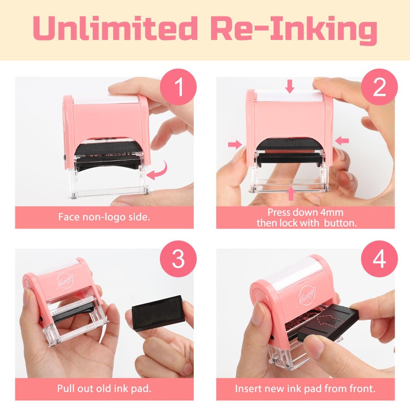 Miseyo DIY Self Inking Stamp Up to 3 Lines, Customized Text Clothing Label, Paper and Fabric Marker - Image 5